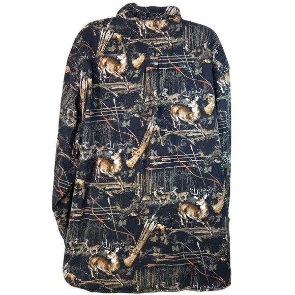 RedHead Mens XXL Button-Down Shirt Deer & Hunting Scene Black 100% Cotton - Picture 3 of 7